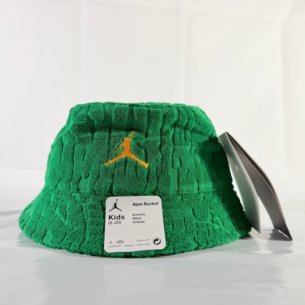 Nike Jordan Kids Apex Bucket Hat Pine Green Terry Cloth Size 8-20 - Picture 1 of 7